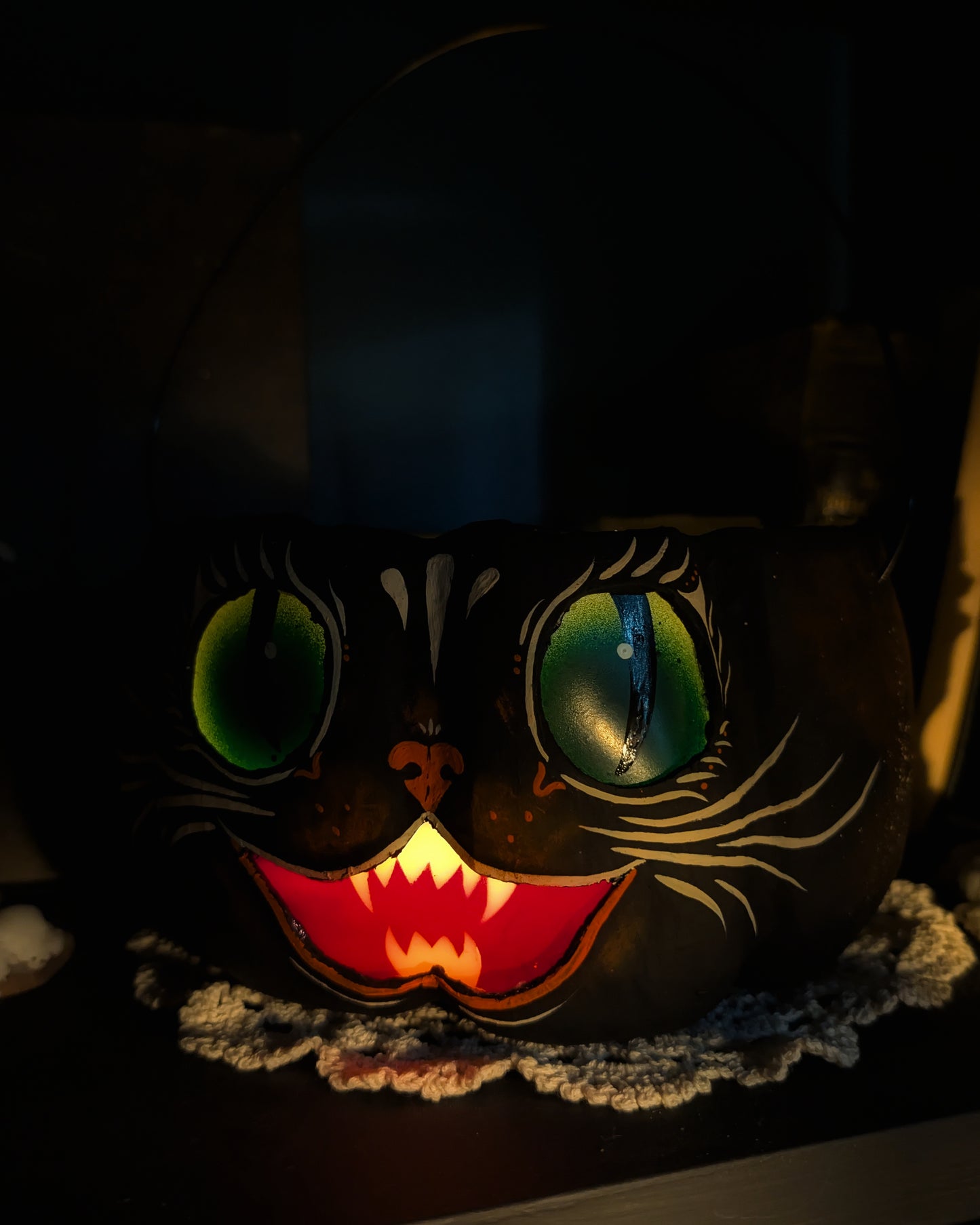 Scaredy Cat Paper Mache Treat Bucket