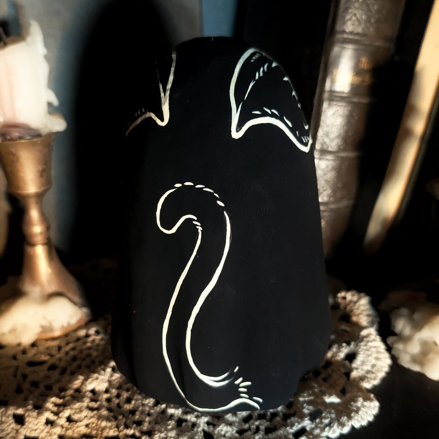 Hissing Cat Paper Mache Ghost