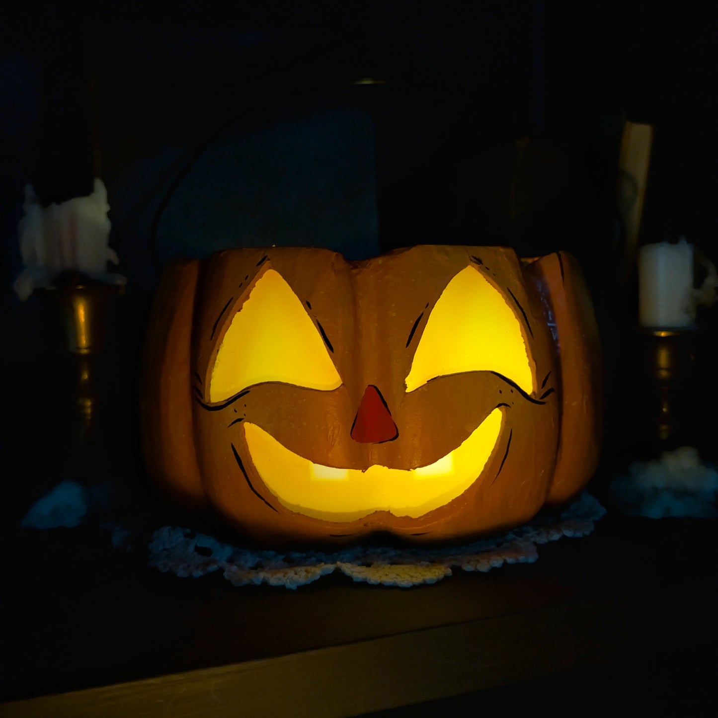 Glowing Jack Paper Mache Treat Bucket