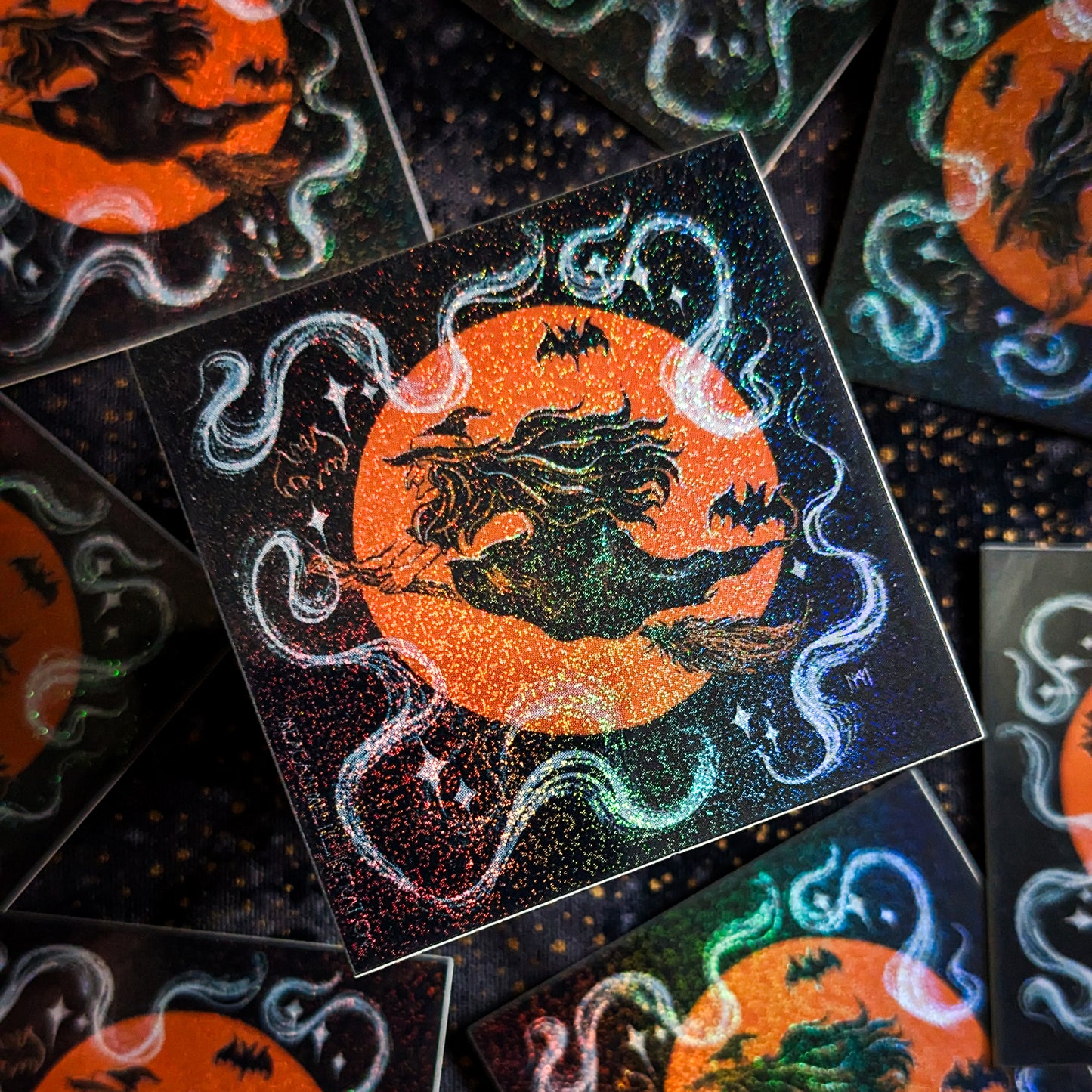 Flying Witch Glitter Sticker