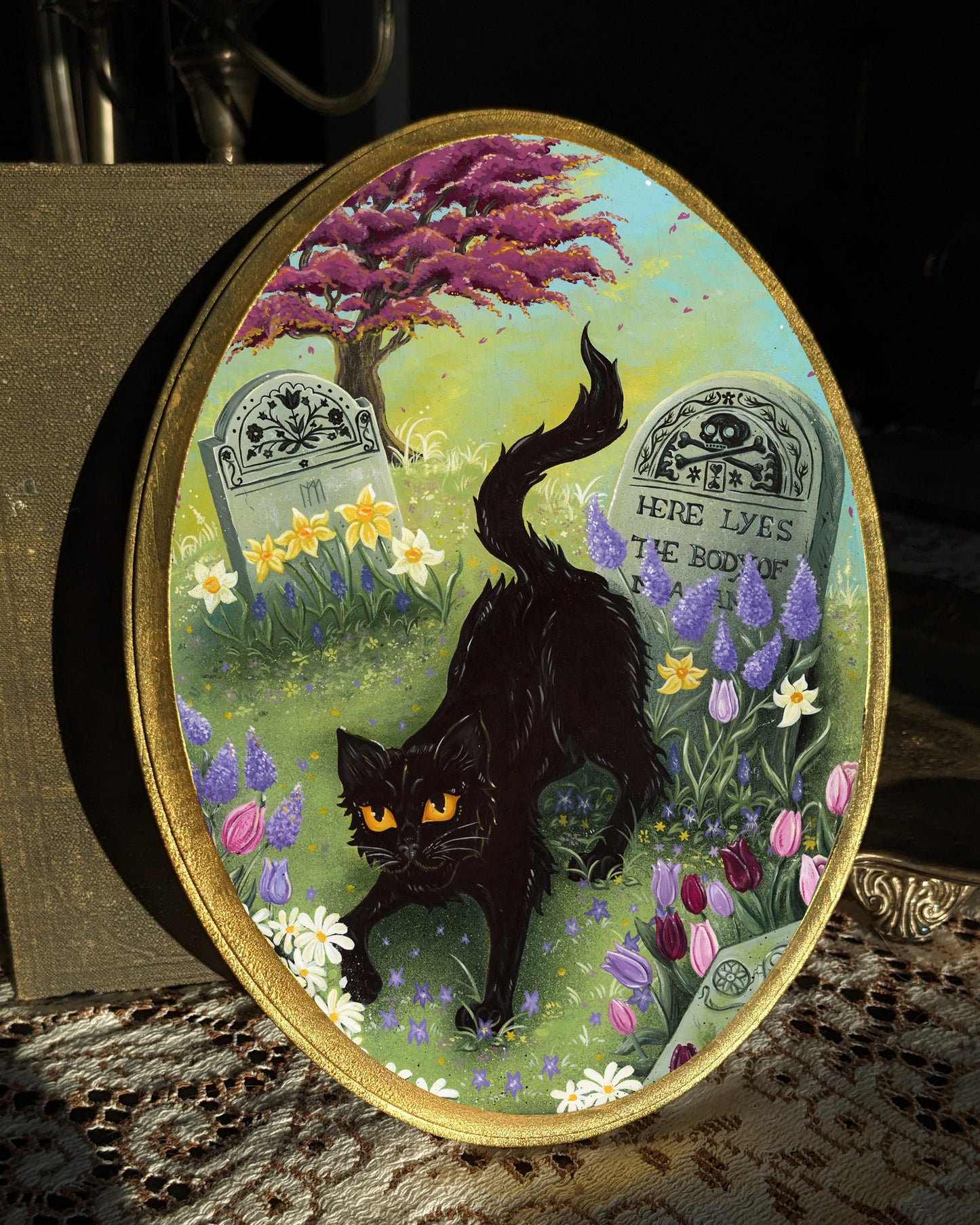 Visiting You Wood Mounted Print - Oval