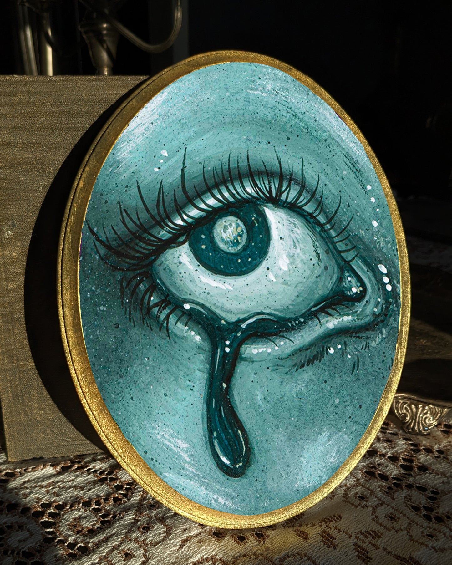 Looking Into the Moon For You Wood Mounted Print - Oval