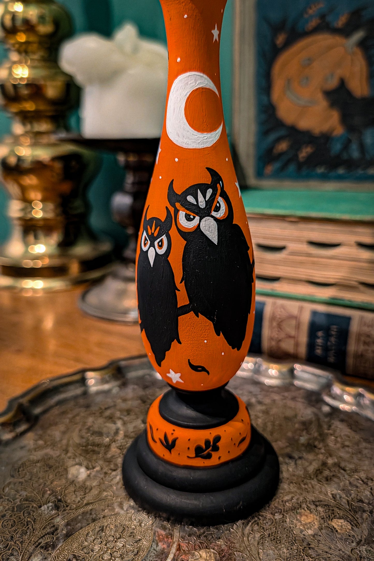 Haunted Halloween Woods Candlestick