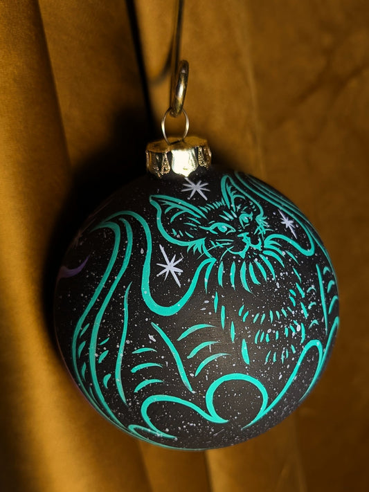 Frosty Neon Bat & Specter Ceramic Ornament