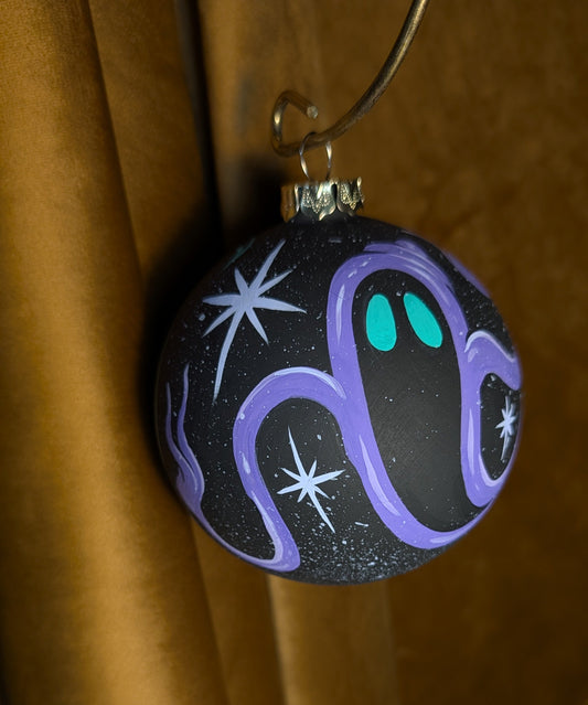 Frosty Neon Bat & Specter Ceramic Ornament