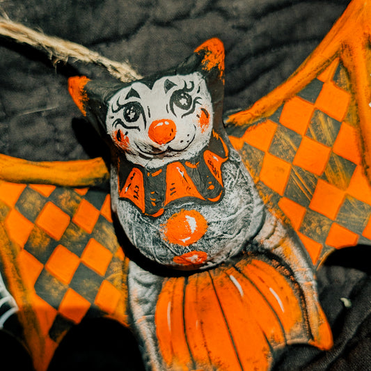 Batty Clown Paper Mache Bat
