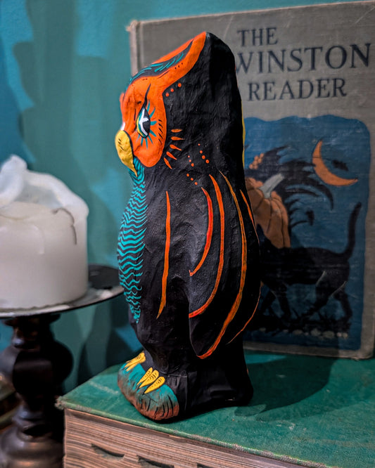 Vintage Beistle Owl Paper Mache Halloween Decoration