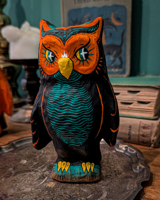 Vintage Beistle Owl Paper Mache Halloween Decoration