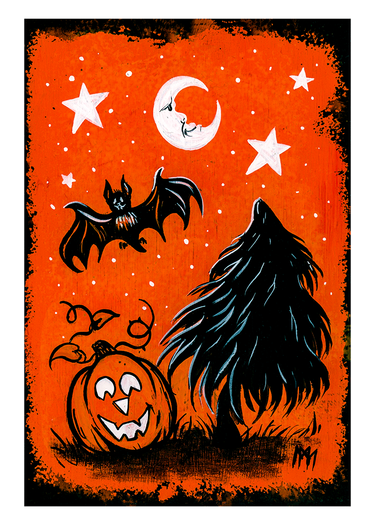 Orange Yule Tree Print