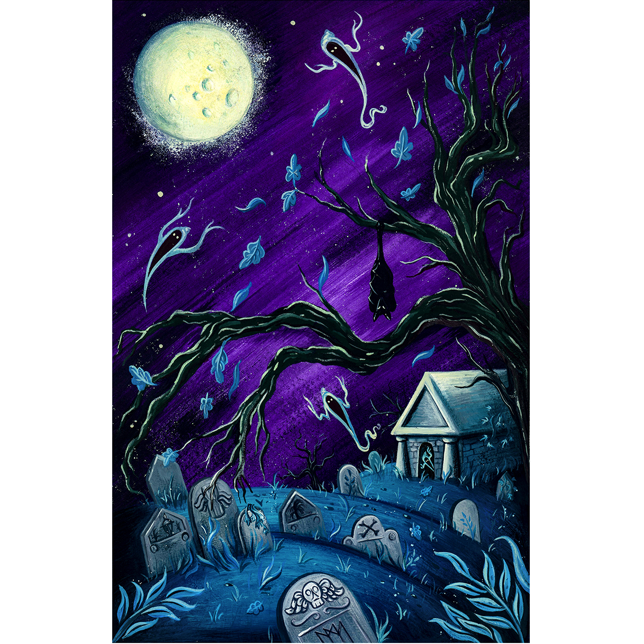 Spooky Cemetery Haunts Giclee Print