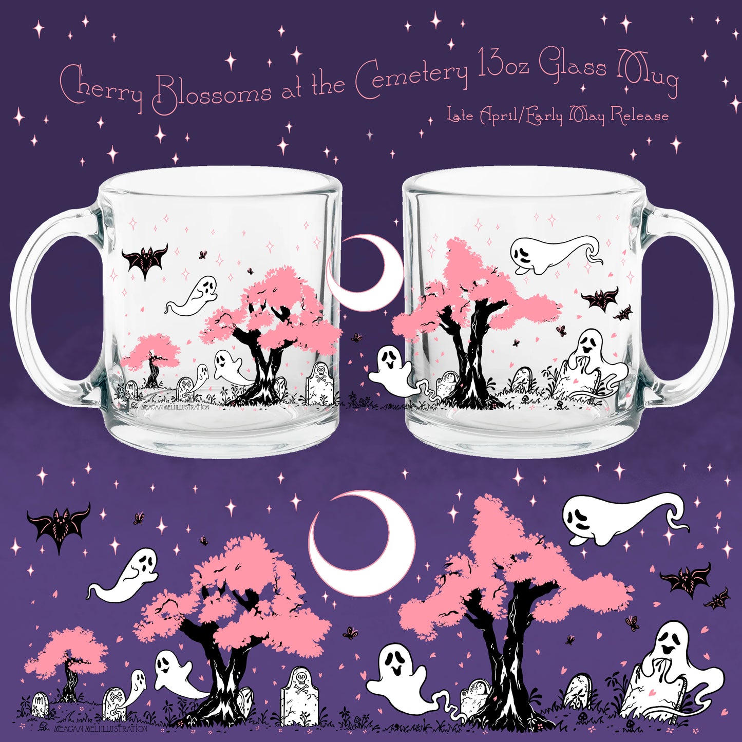 Cherry Blossoms at the Cemetery Glass Mug
