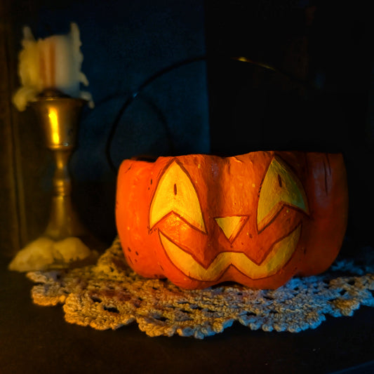 Small Grinning Jack Paper Mache Treat Bucket
