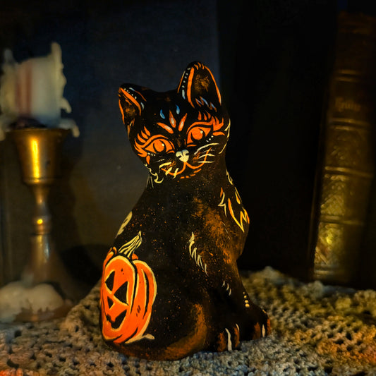 Lunar Witch Familiar Paper Mache Cat