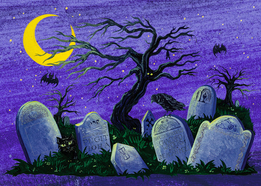 Moonlit Cemetery Giclee Print