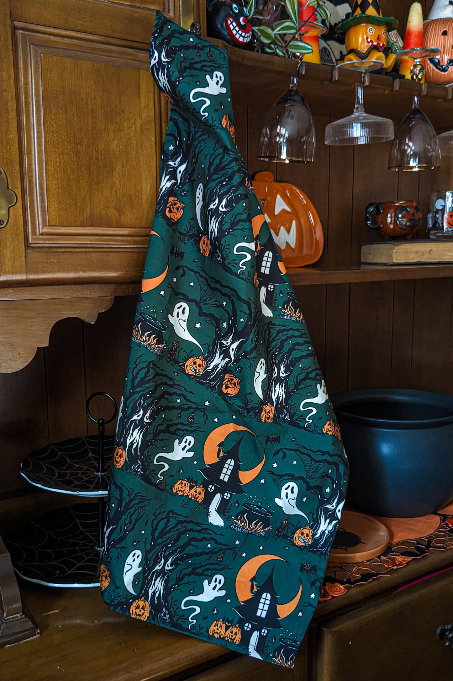 Halloween at the Witches' Forest Tea Towel