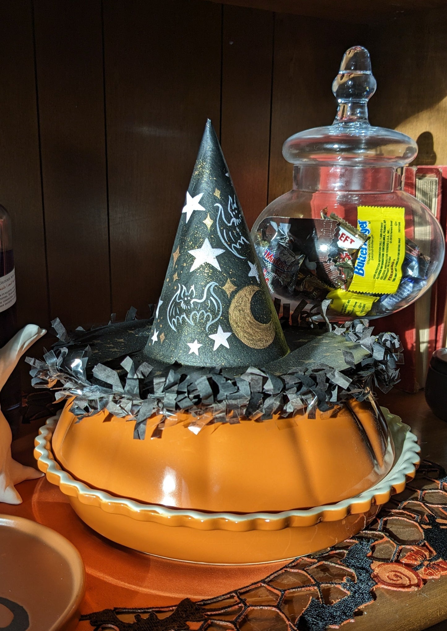 Bat & Moon Witch Hat Decoration
