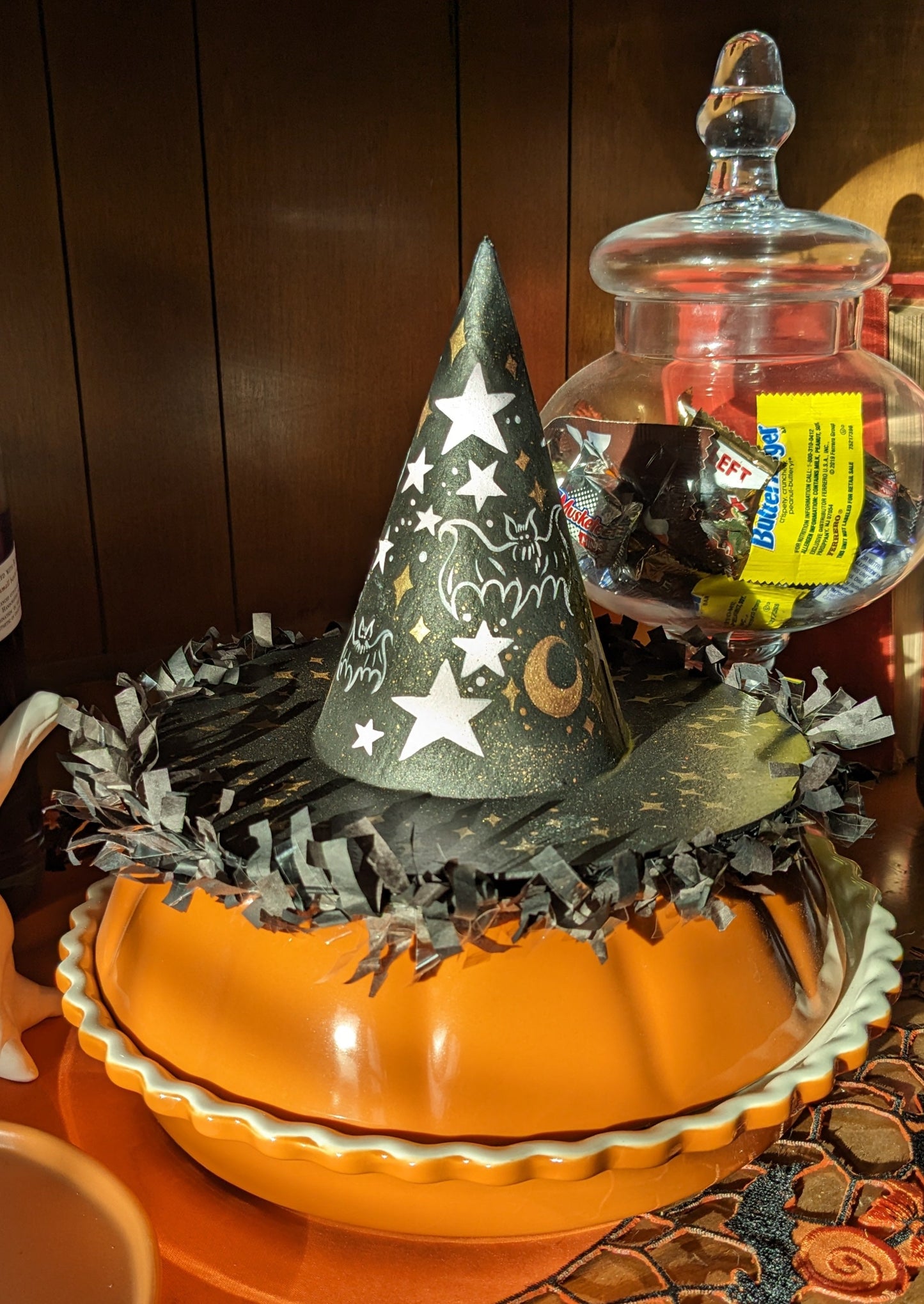Bat & Moon Witch Hat Decoration
