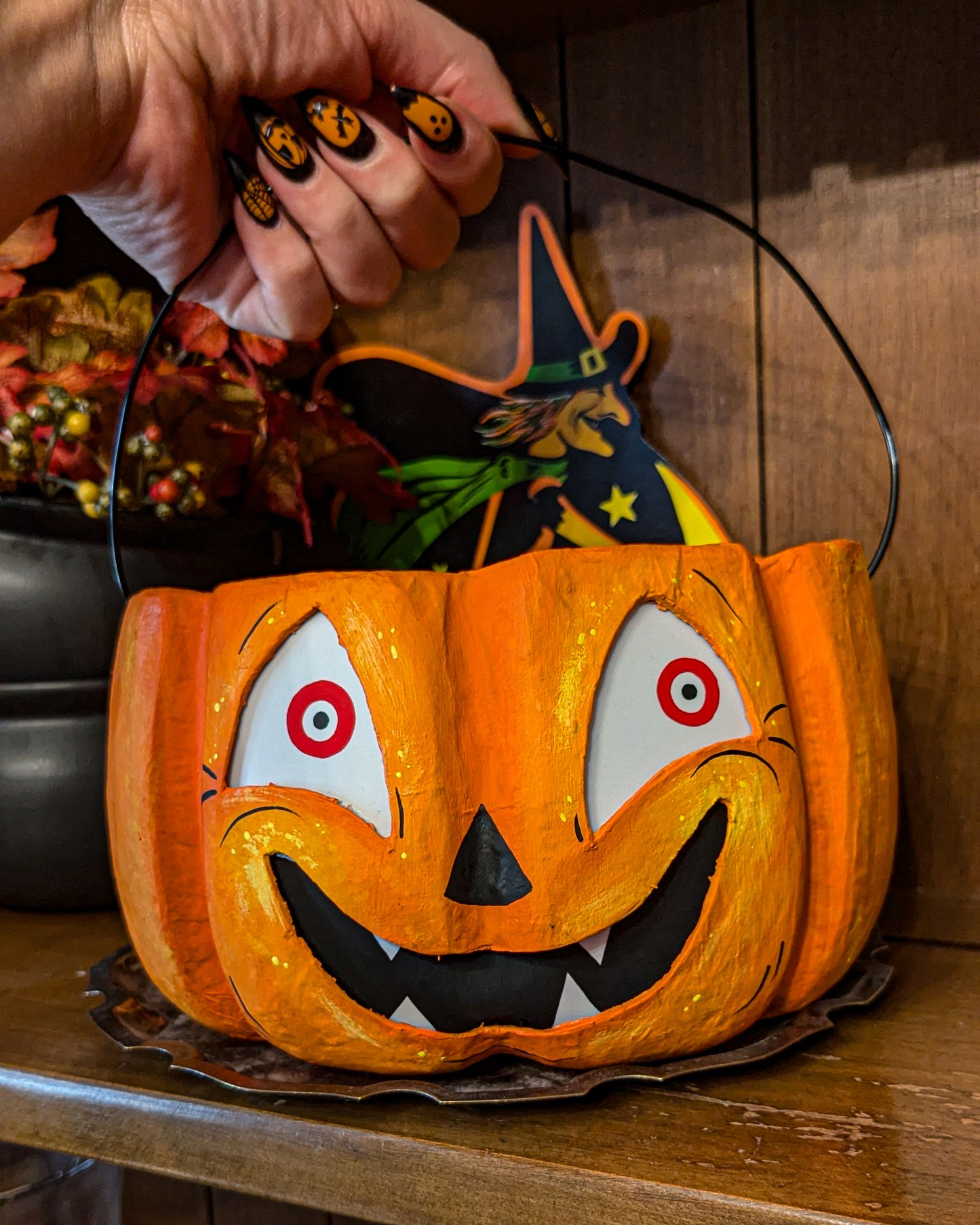 Grinning Jack Paper Mache Treat Bucket