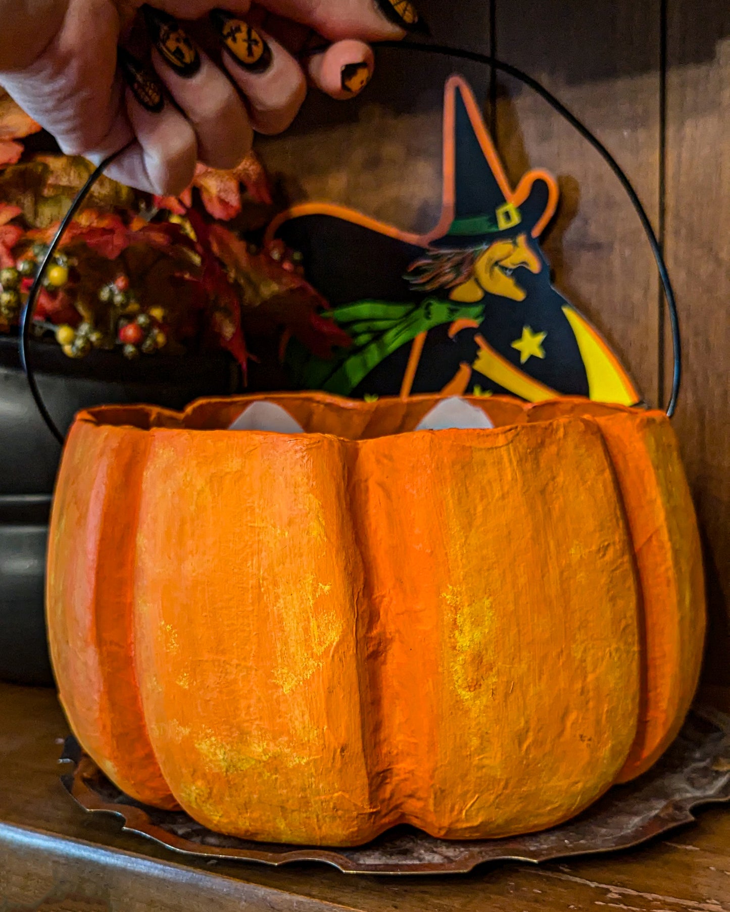 Grinning Jack Paper Mache Treat Bucket