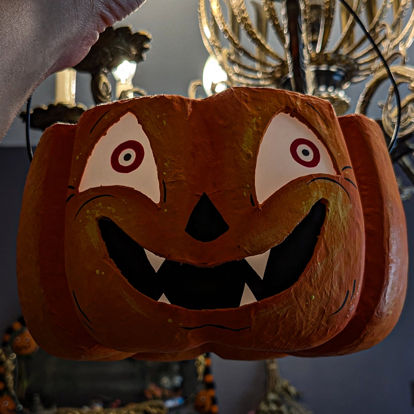 Grinning Jack Paper Mache Treat Bucket