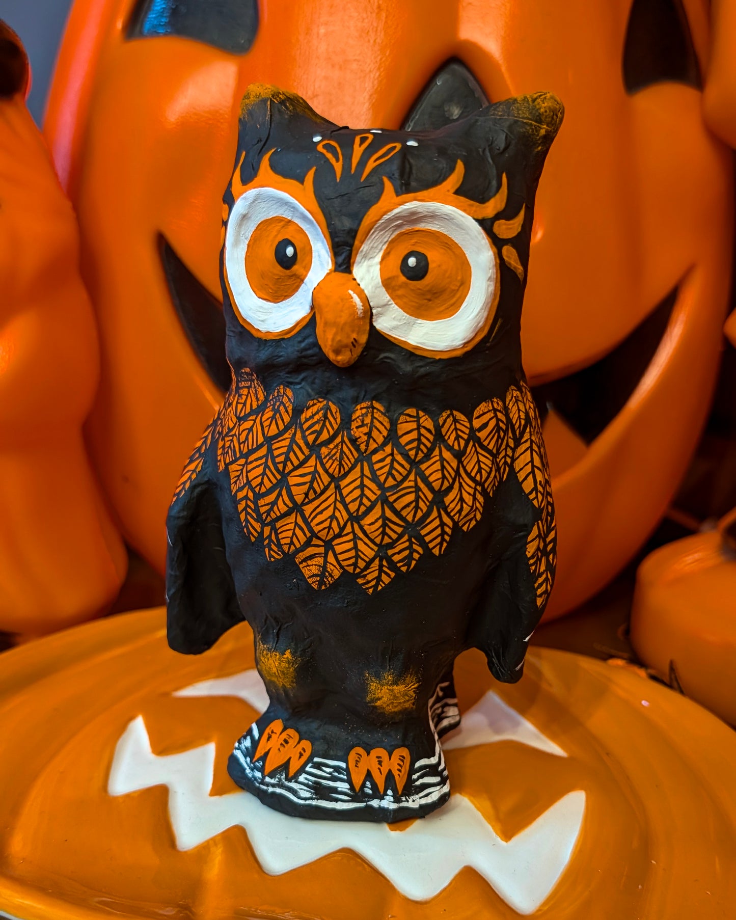 Spooky Owl Paper Mache Halloween Decoration