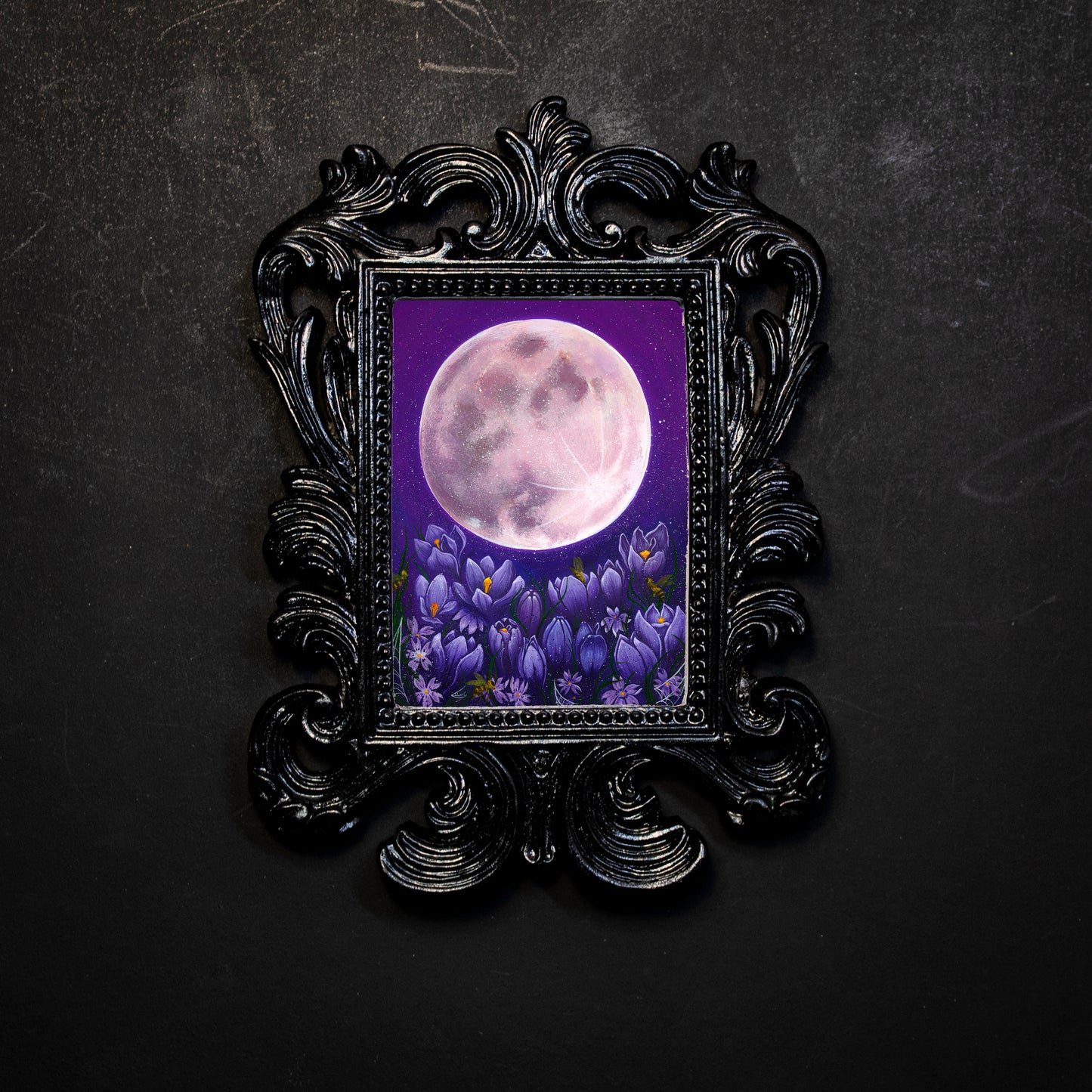 Greeting the Pink Moon Small Framed Print