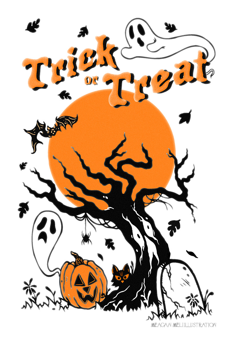Trick or Treat Haunted Tree Print