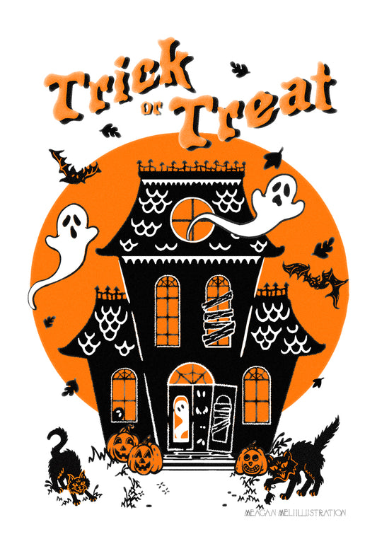 Trick or Treat Haunted House Print