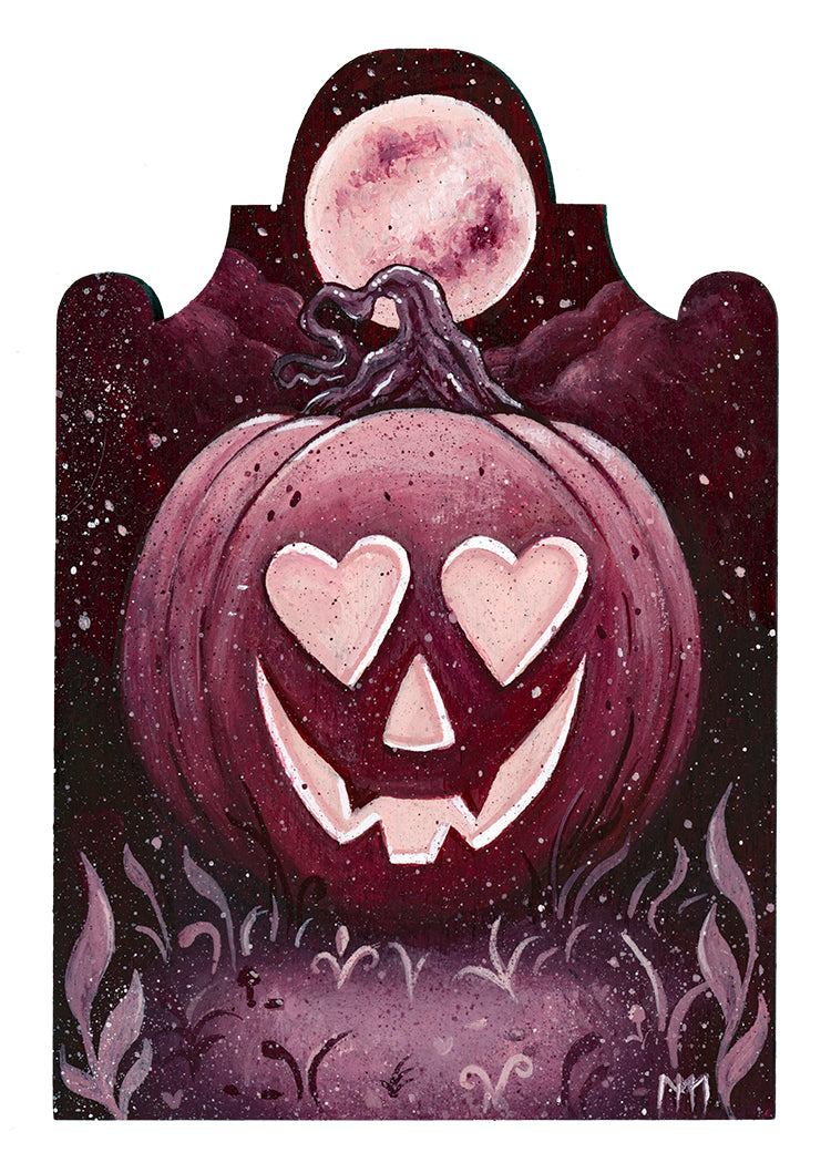 Moonlit Mauve Valloween Pumpkin Original Painting