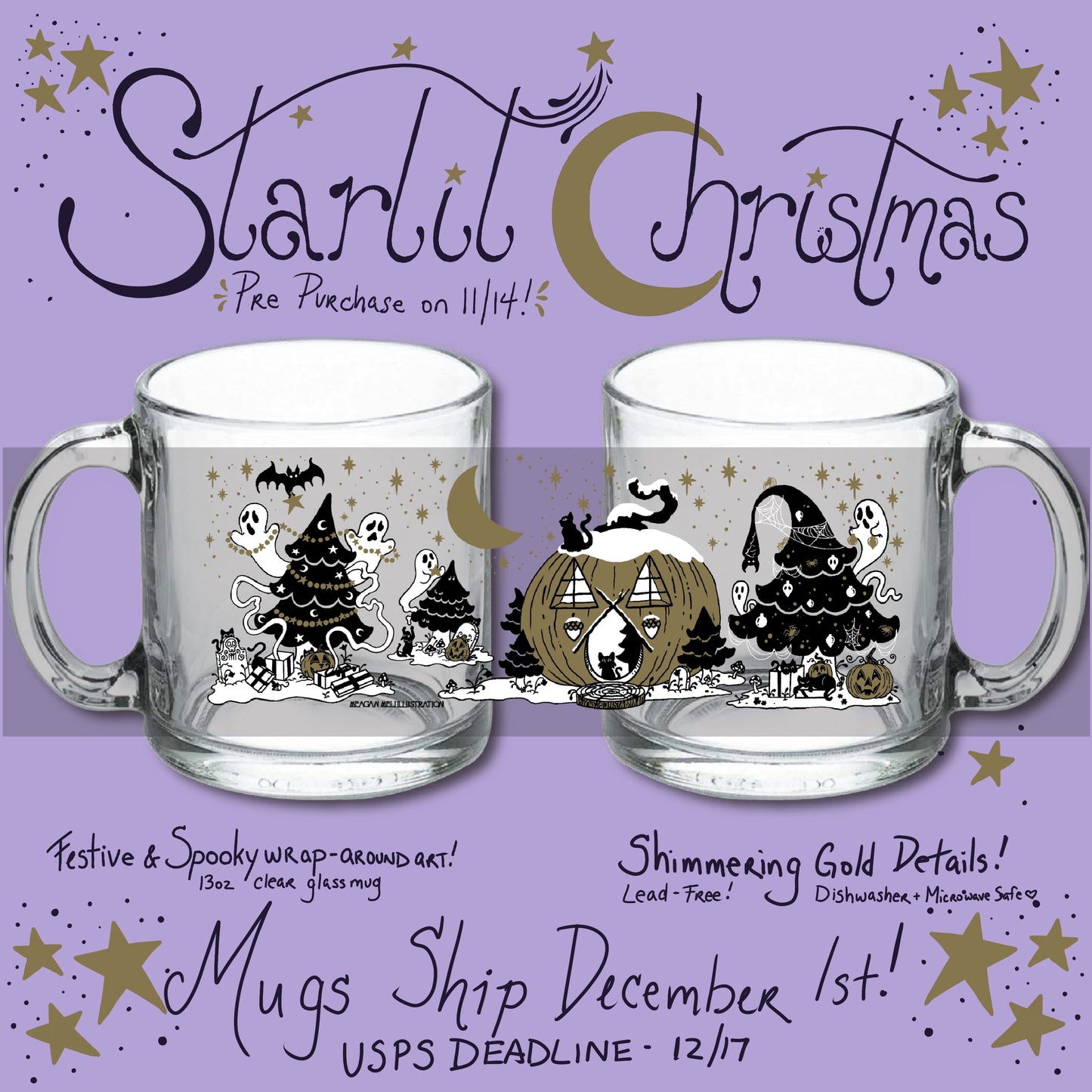 Starlit Christmas Vintage Inspired Mug