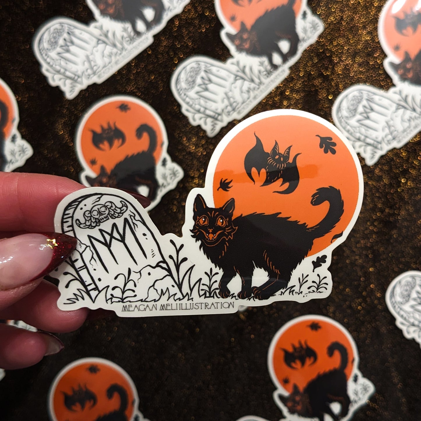 Black Cat at my Tomb Sticker