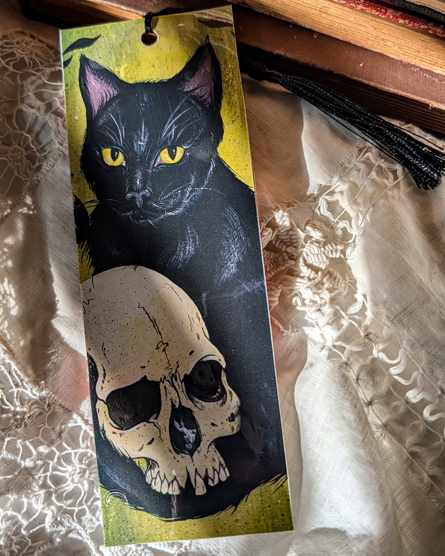 Black Cat/Halloween Witch Bookmark