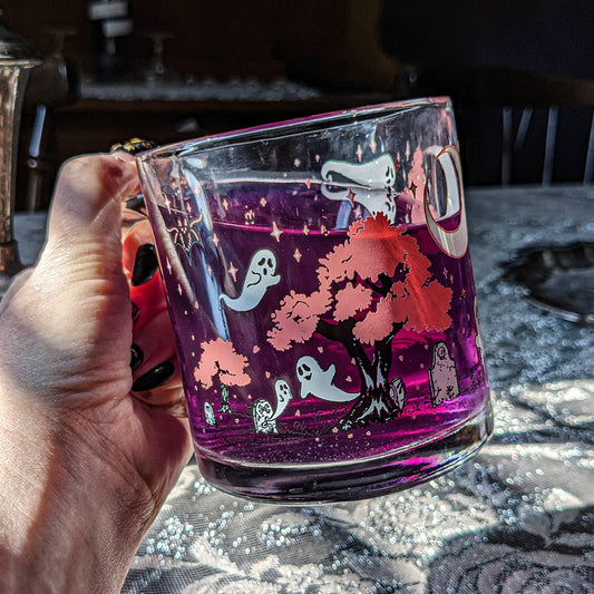 Cherry Blossoms at the Cemetery Glass Mug