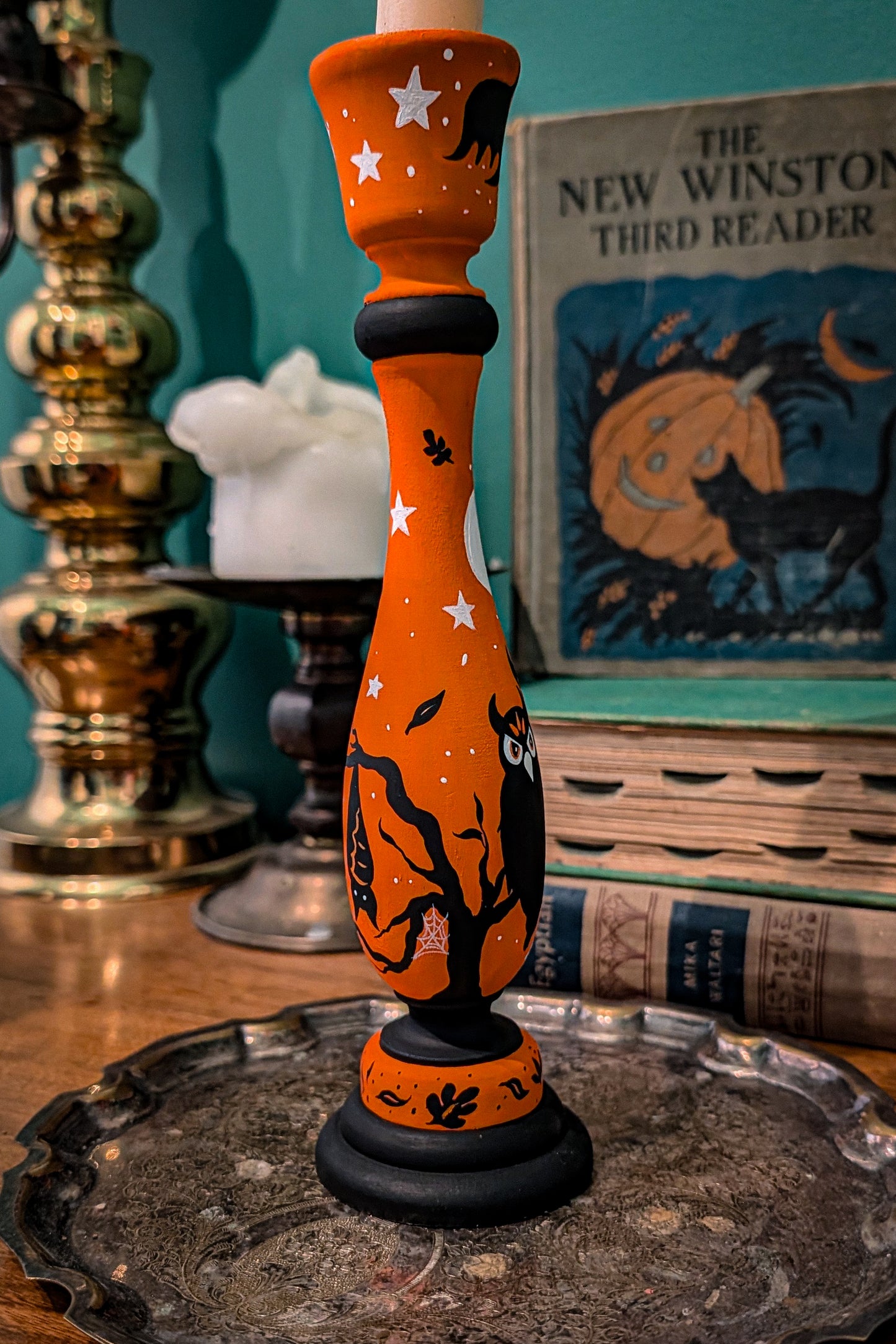 Haunted Halloween Woods Candlestick