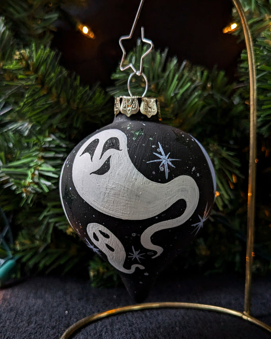 Lilac Moon Ghosts Ceramic Teardrop Ornament