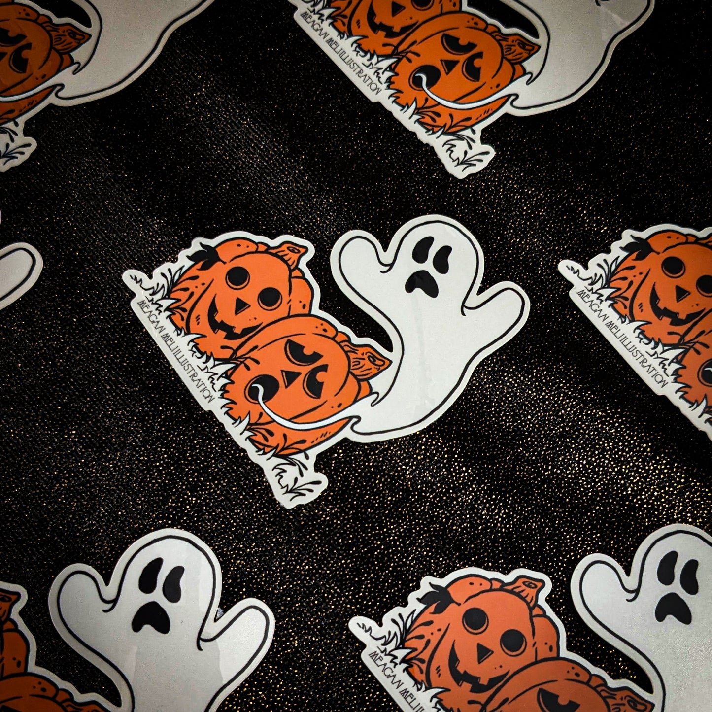 Spooky Ghost & Pumpkins Sticker