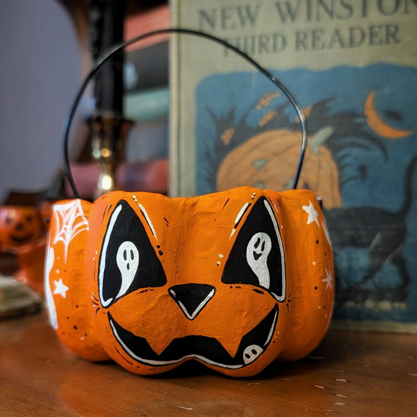Boo! Spooky Jack Paper Mache Treat Bucket