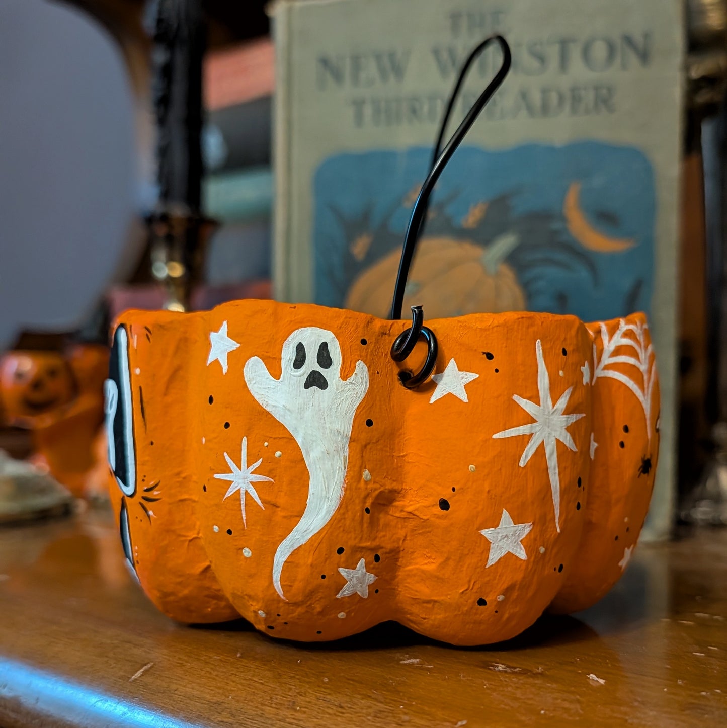 Boo! Spooky Jack Paper Mache Treat Bucket