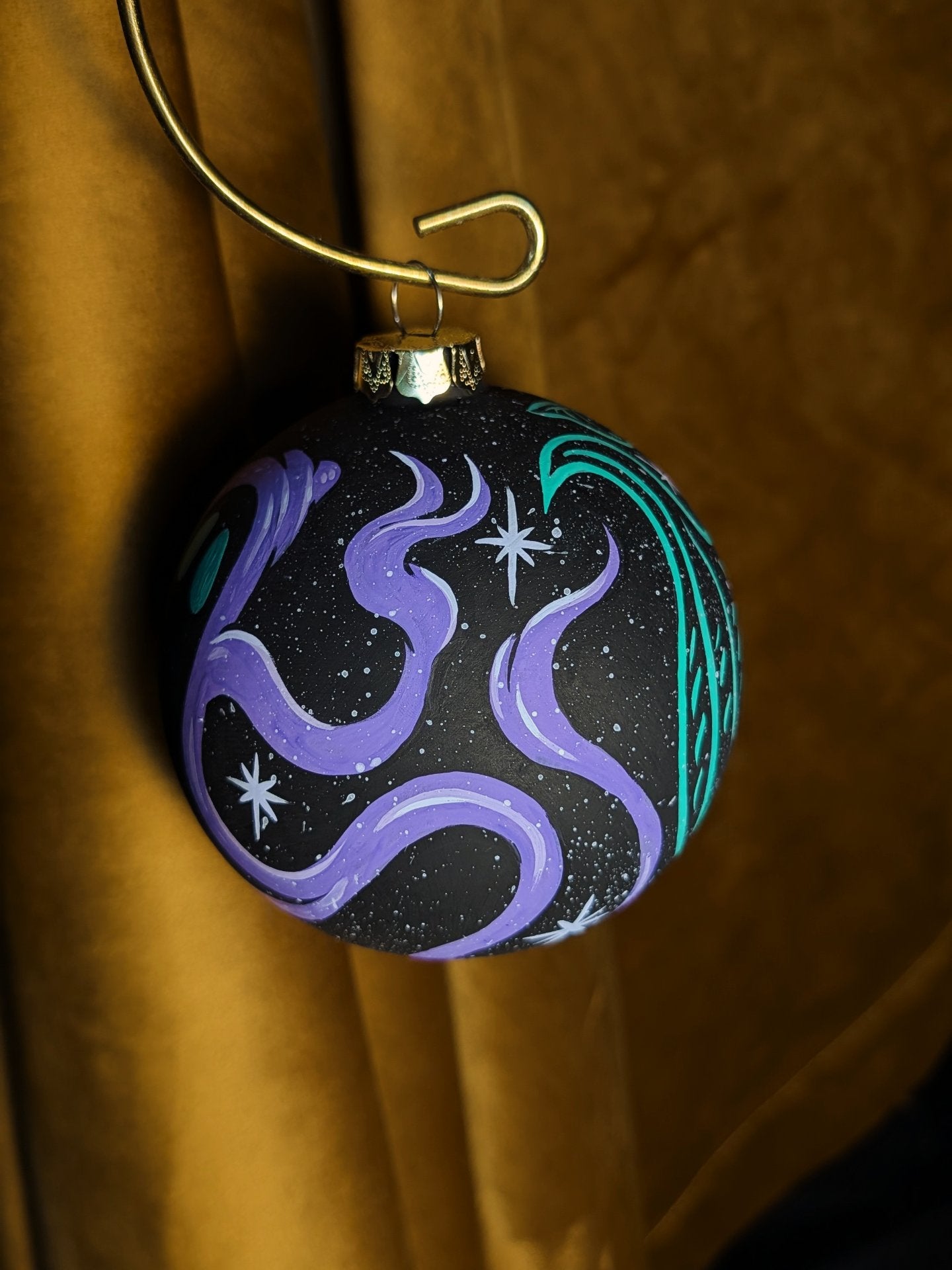 Frosty Neon Bat & Specter Ceramic Ornament