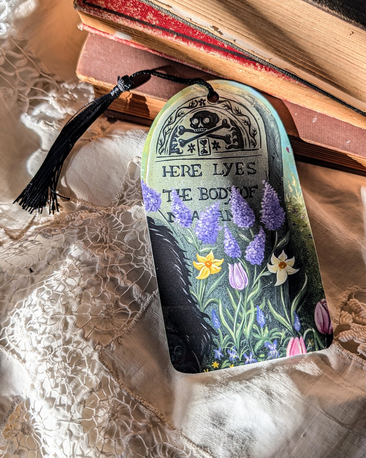 Black Cat & Tombstone Bookmark