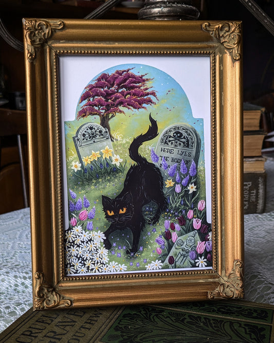 Visiting You Small Gold Vintage Framed Print