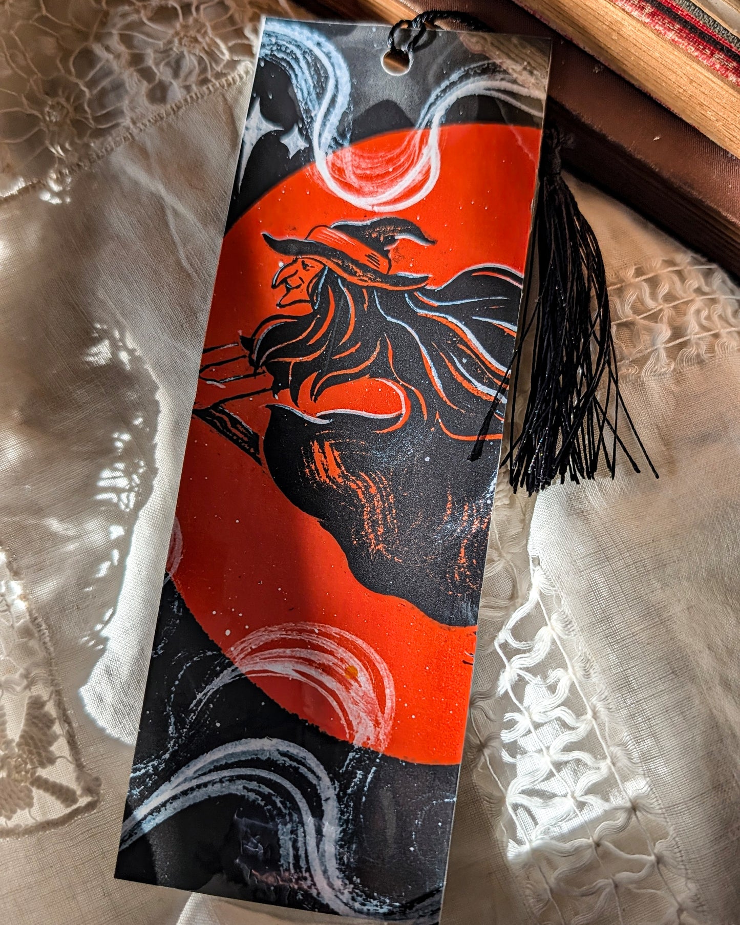 Black Cat/Halloween Witch Bookmark