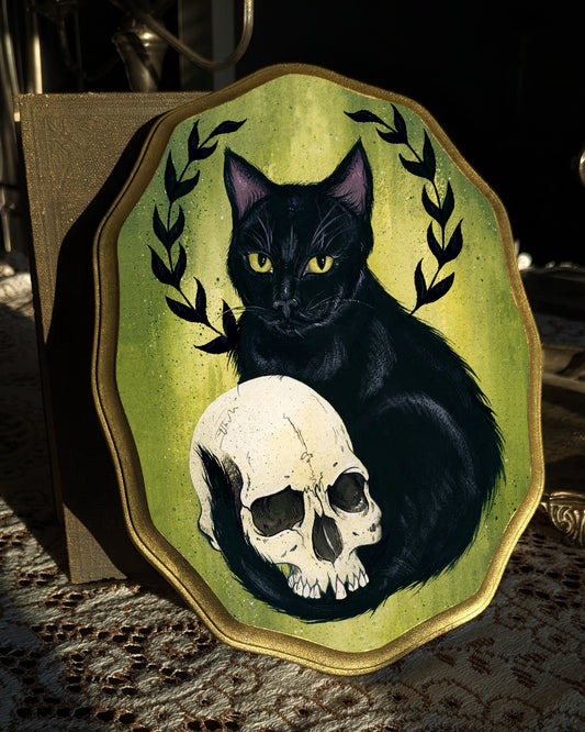 Embracing Death Wood Mounted Print - Beveled Oval