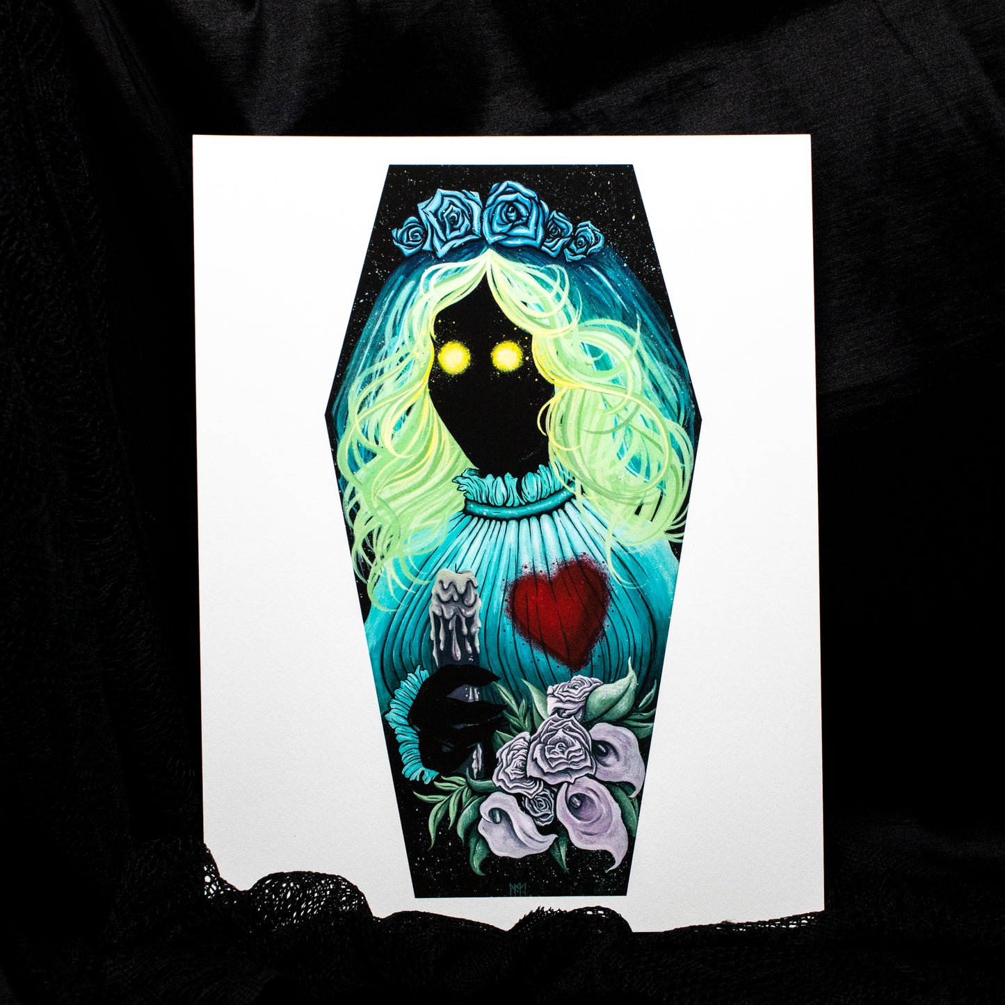 Round Eyes Coffin Wood Mounted Giclee Print