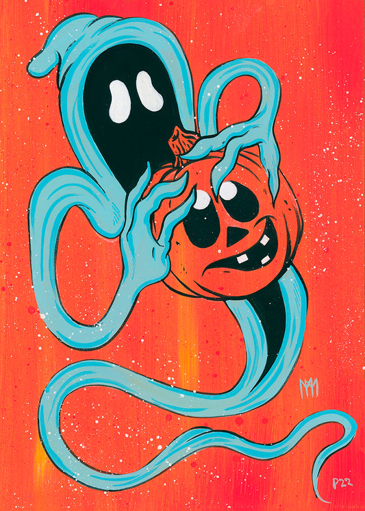 A Ghoul and his Pumpkin Original Painting