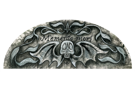 Memento Mori Death Head Bat Lunette Giclee Print