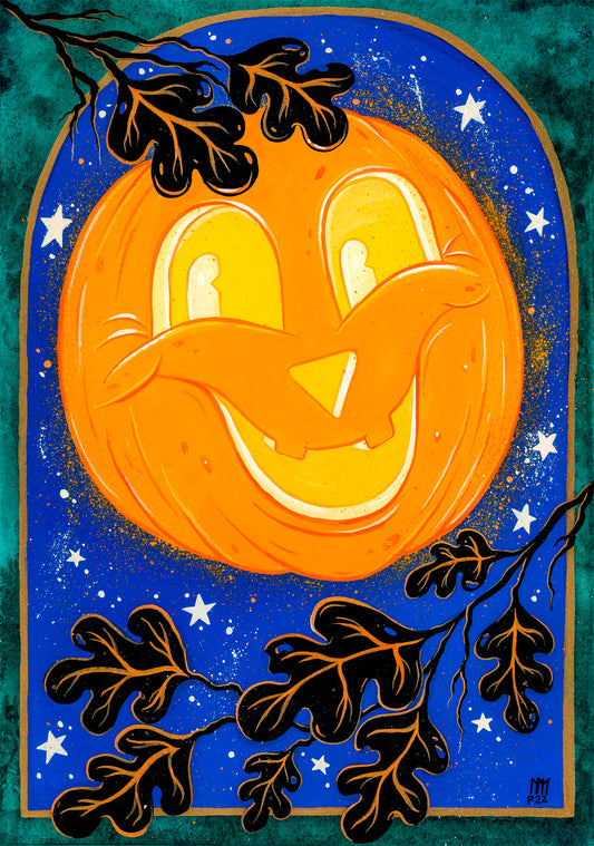 The Moon Celebrates Halloween! Original Painting