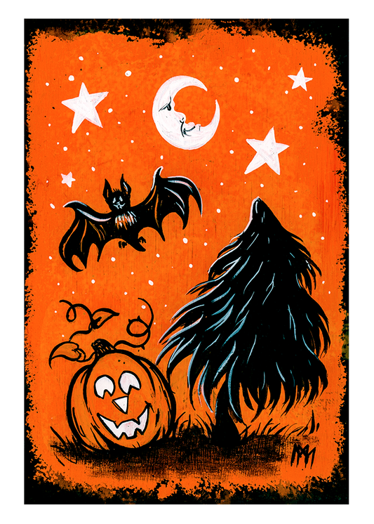 Orange Yule Tree Print