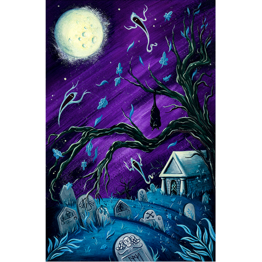 Spooky Cemetery Haunts Giclee Print