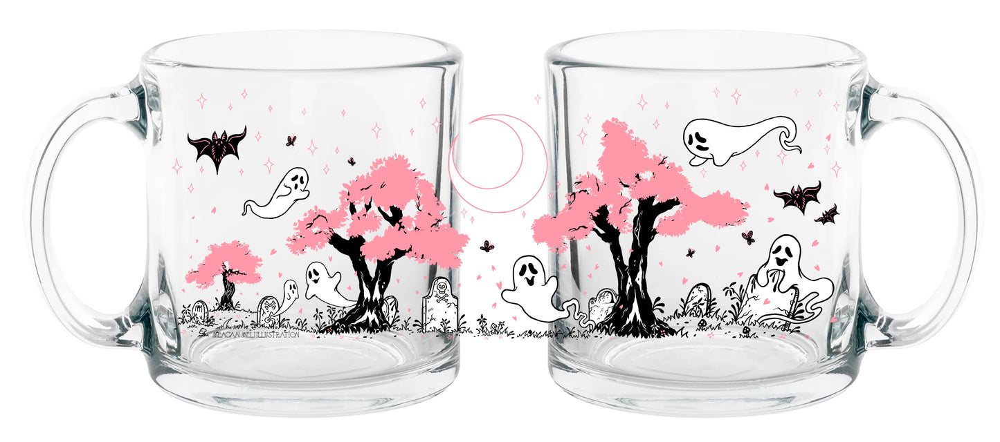 Cherry Blossoms at the Cemetery Glass Mug